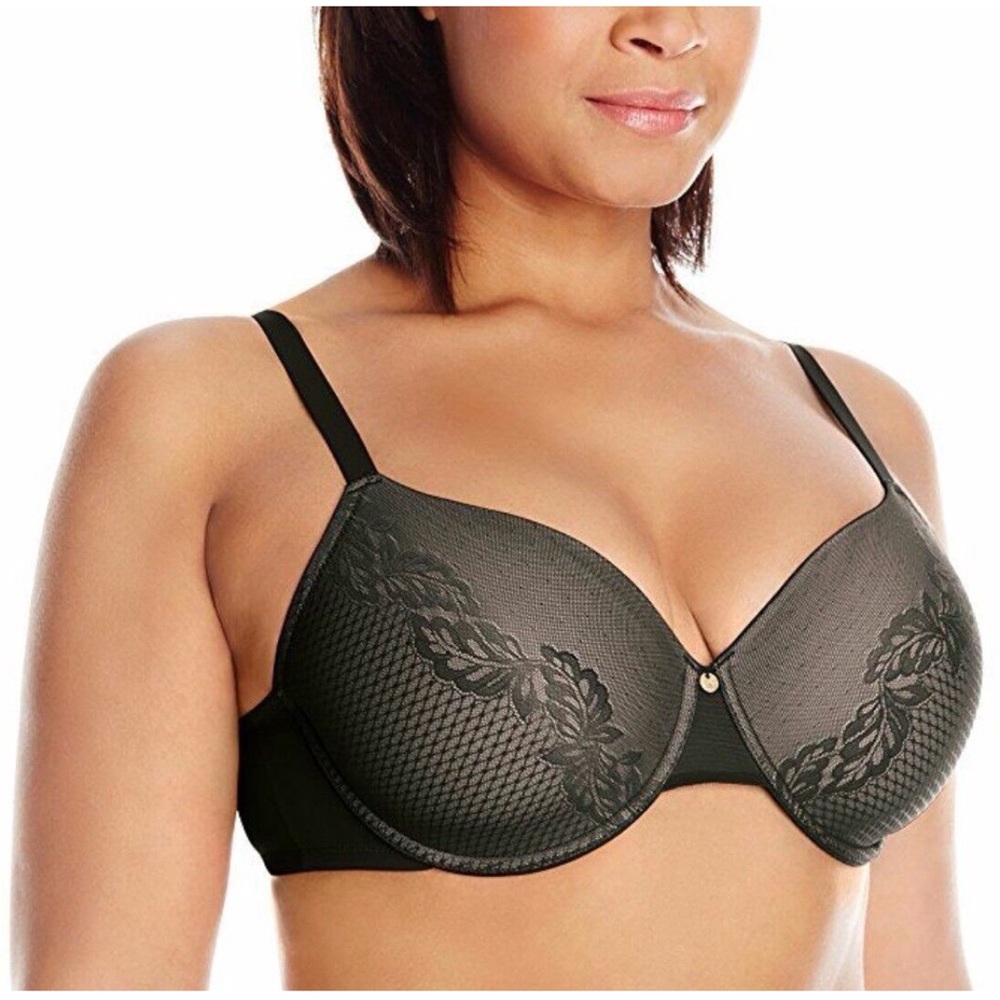 NATORI Support Smooth Scroll Lace Convertable Underwire Grey/Plum Bra SZ 32DDD - Picture 1 of 16